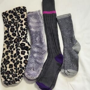 Cozy Women's Socks Lot Fuzzy Warm Slipper Socks 4 Pairs